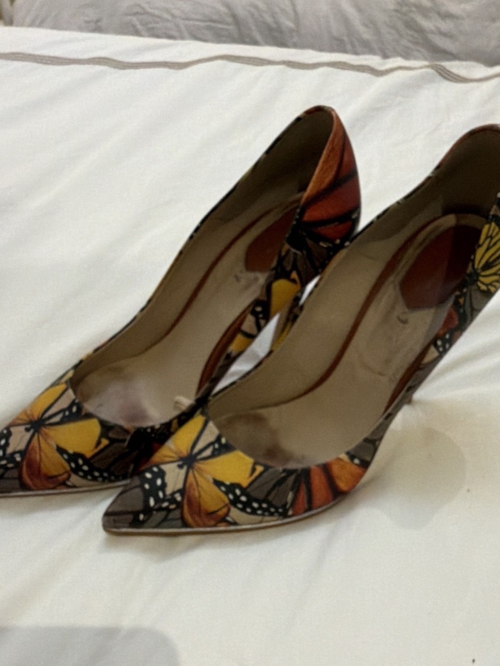 Zara Woman Butterfly Print Pointed Toe Stiletto Pumps Orange Yellow EU 40 US 9